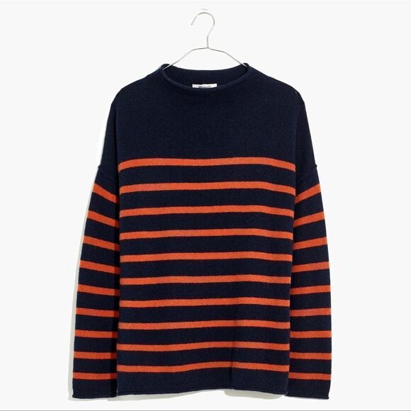 MADEWELL Whitworth striped mock neck alpaca merino wool blend sweater - Picture 4 of 13